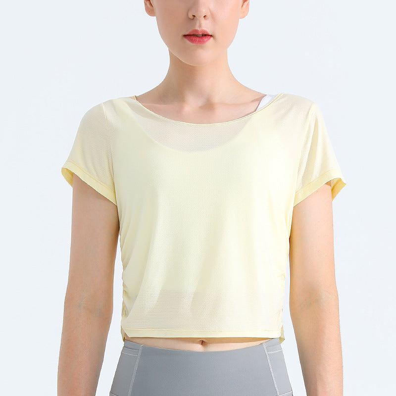 Cooling Open-Back Short Sleeve Sports T-Shirt for Women