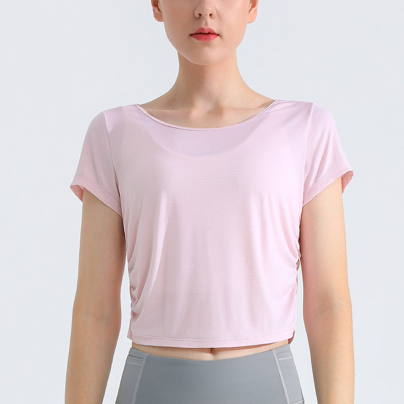 Cooling Open-Back Short Sleeve Sports T-Shirt for Women