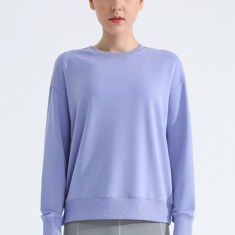 Loose Sports Sweatshirt — Slimming Round-Neck Long-Sleeve T-Shirt