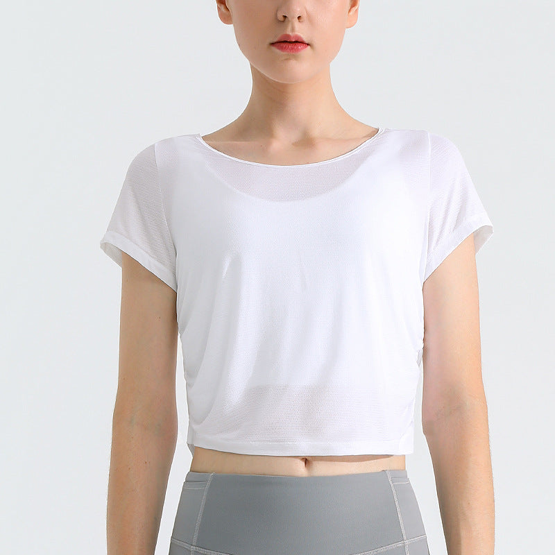 Cooling Open-Back Short Sleeve Sports T-Shirt for Women